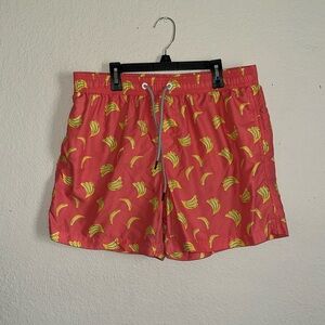 Mens pink banana swim trunks size L